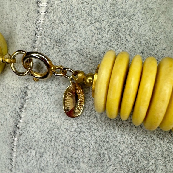 Sandra David Coconut Wood Beaded Necklace with Ceramic & Metal Beads Vintage 30” - Picture 5 of 5